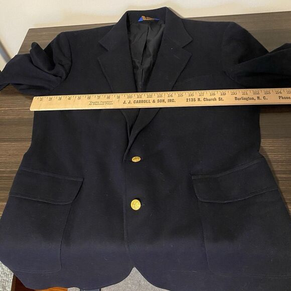 Pendleton Mens Wool Blazer Size 42L Jacket 2-Button Navy Blue Gold Buttons - Picture 11 of 12